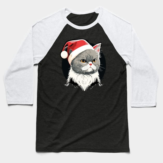 Cute Ugly Christmas Cat Gift Funny Cat Christmas Baseball T-Shirt by KsuAnn